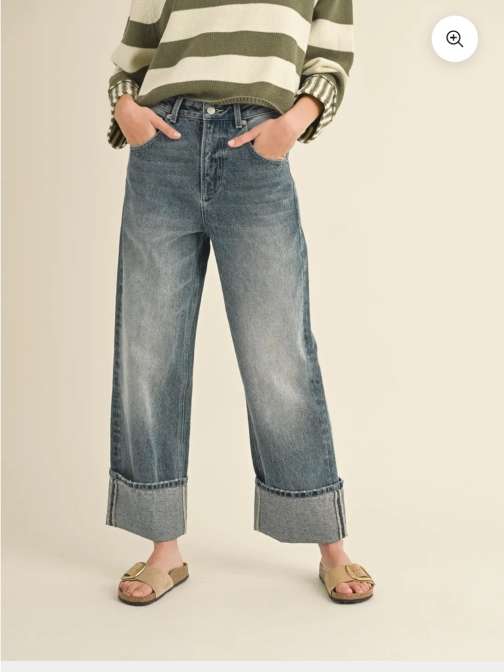 Miou Muse Cuffed Straight Leg Jeans Small Cotton‎
